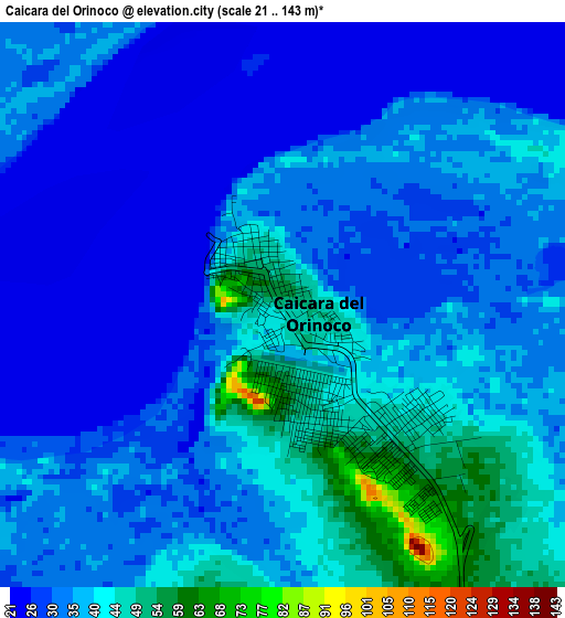 Caicara del Orinoco elevation map