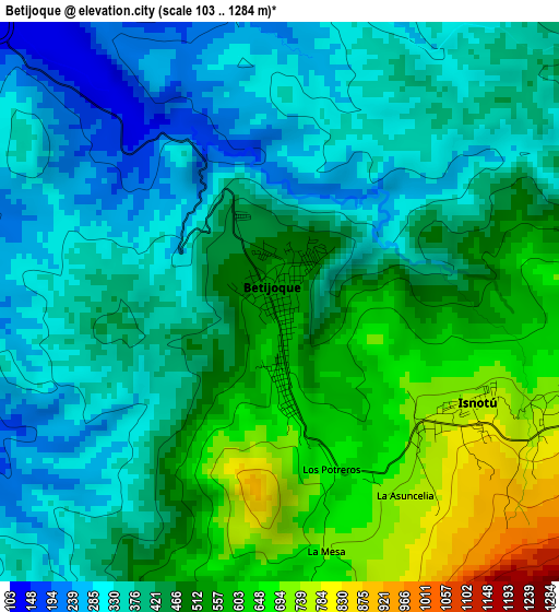 Betijoque elevation map