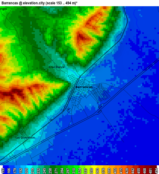 Barrancas elevation map