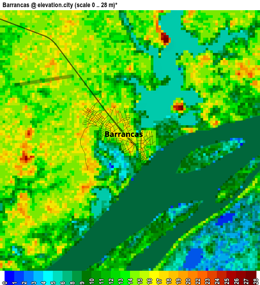 Barrancas elevation map