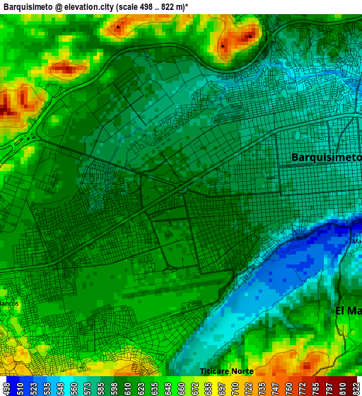 Barquisimeto elevation map