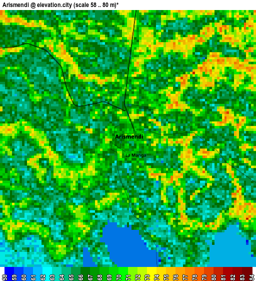 Arismendi elevation map