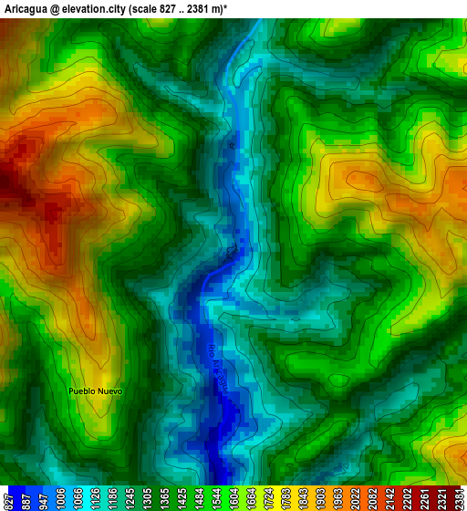 Aricagua elevation map