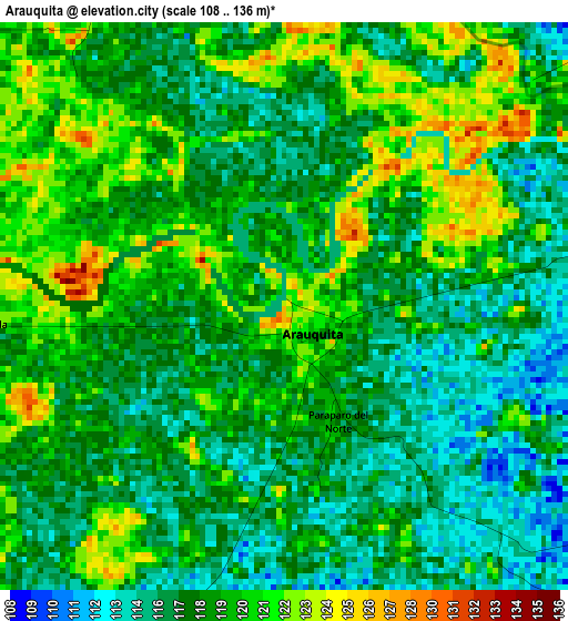 Arauquita elevation map