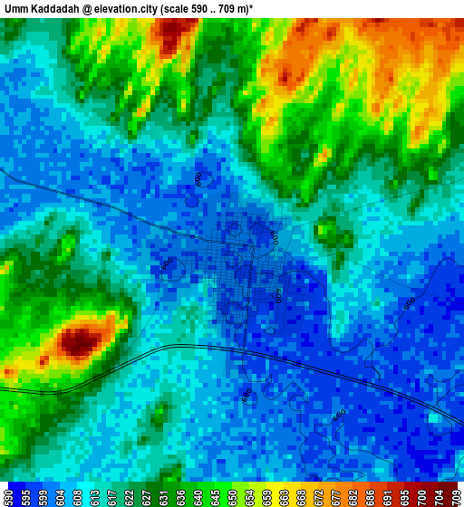 Umm Kaddadah elevation map