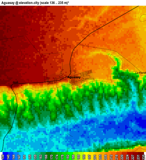 Aguasay elevation map