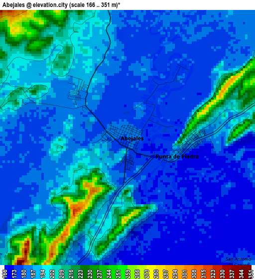 Abejales elevation map