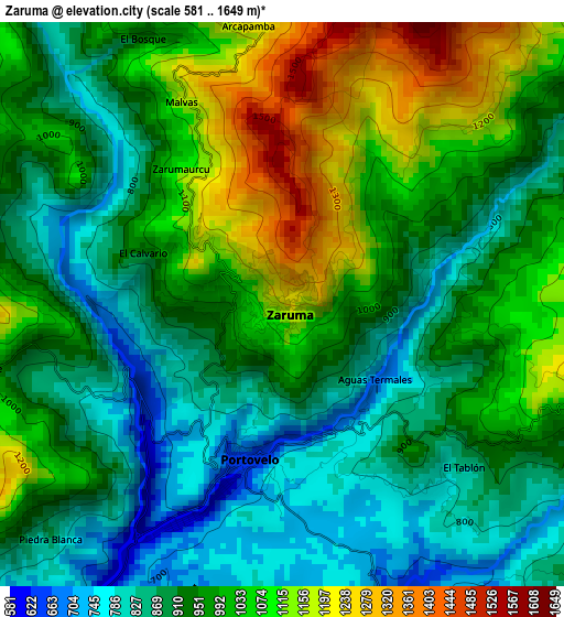 Zaruma elevation map