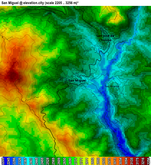 San Miguel elevation map