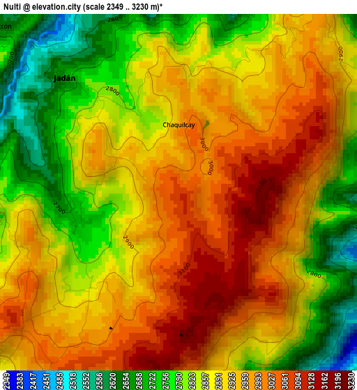 Nulti elevation map