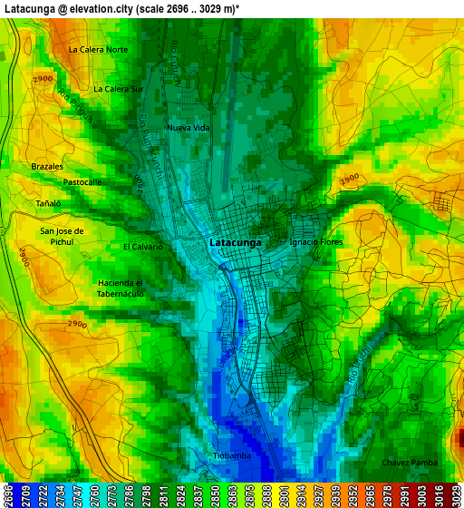 Latacunga elevation map