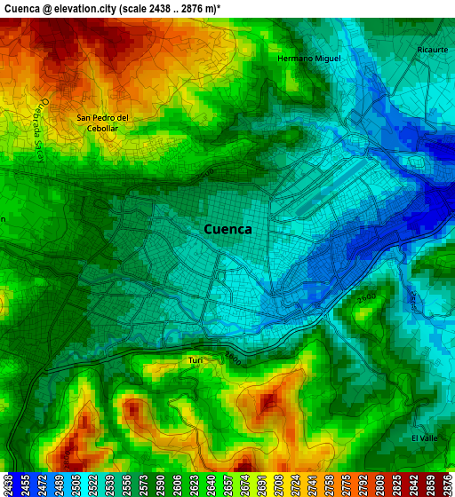 Cuenca elevation map