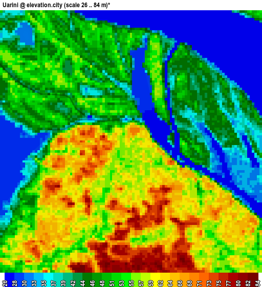 Uarini elevation map