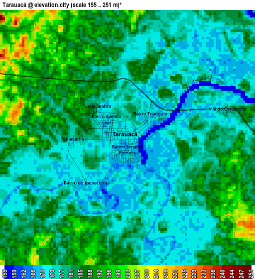 Tarauacá elevation map