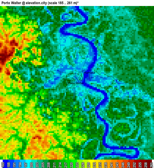 Porto Walter elevation map