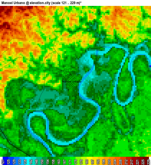 Manoel Urbano elevation map