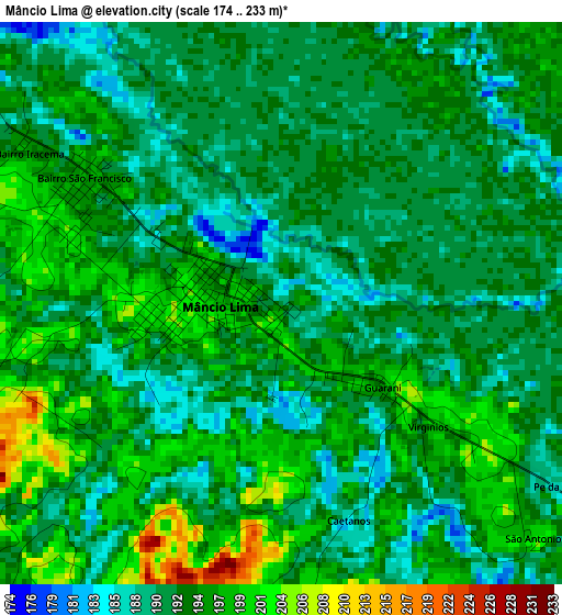 Mâncio Lima elevation map