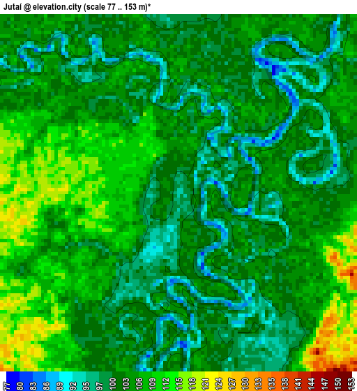 Jutaí elevation map