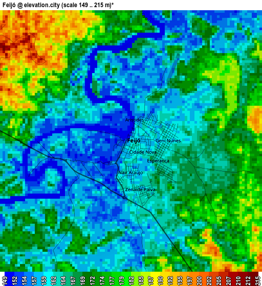 Feijó elevation map