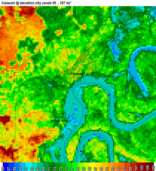 Carauari elevation map