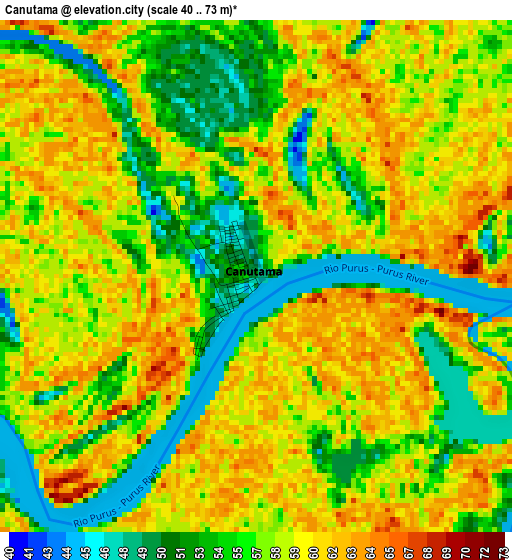 Canutama elevation map