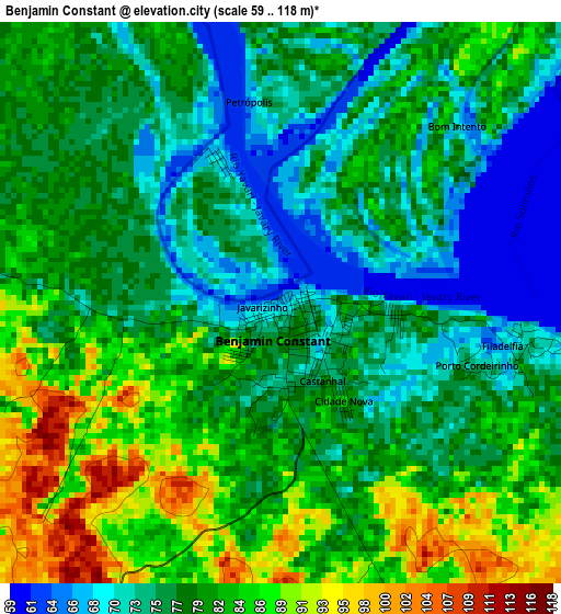 Benjamin Constant elevation map