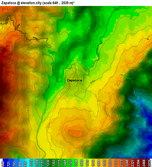 Zapatoca elevation map