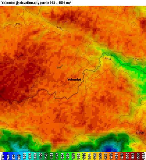 Yolombó elevation map