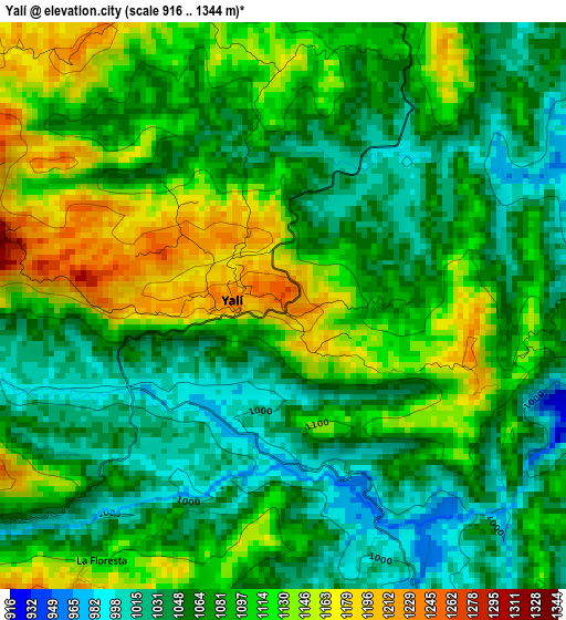 Yalí elevation map