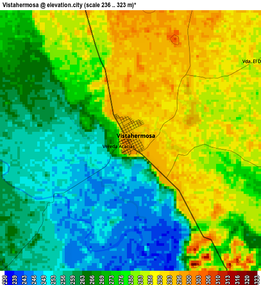 Vistahermosa elevation map