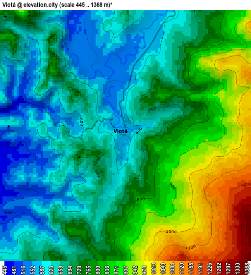 Viotá elevation map