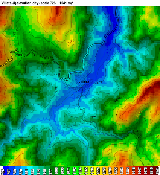 Villeta elevation map