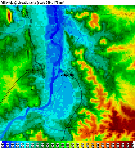 Villavieja elevation map