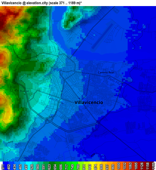 Villavicencio elevation map