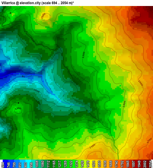 Villarrica elevation map