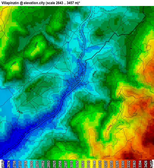 Villapinzón elevation map