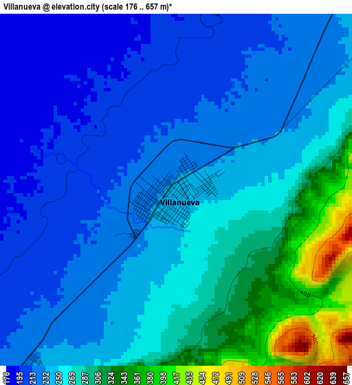 Villanueva elevation map