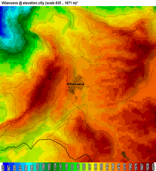 Villanueva elevation map