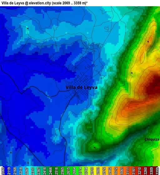 Villa de Leyva elevation map