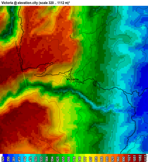 Victoria elevation map