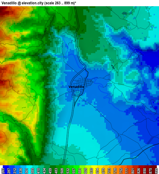 Venadillo elevation map