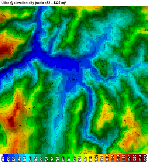 Útica elevation map