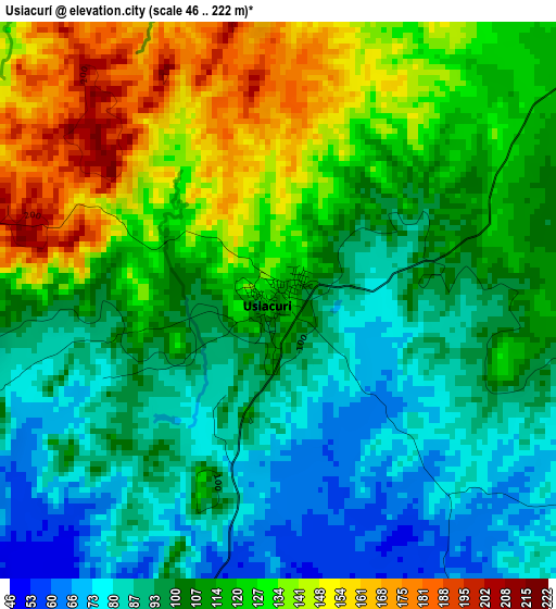 Usiacurí elevation map