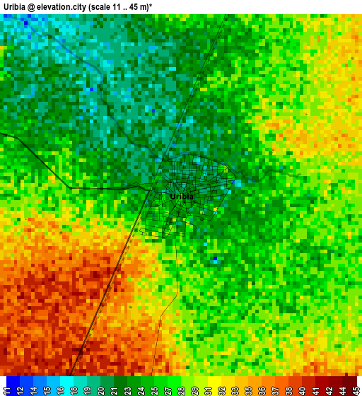 Uribia elevation map