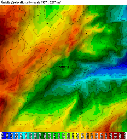 Úmbita elevation map