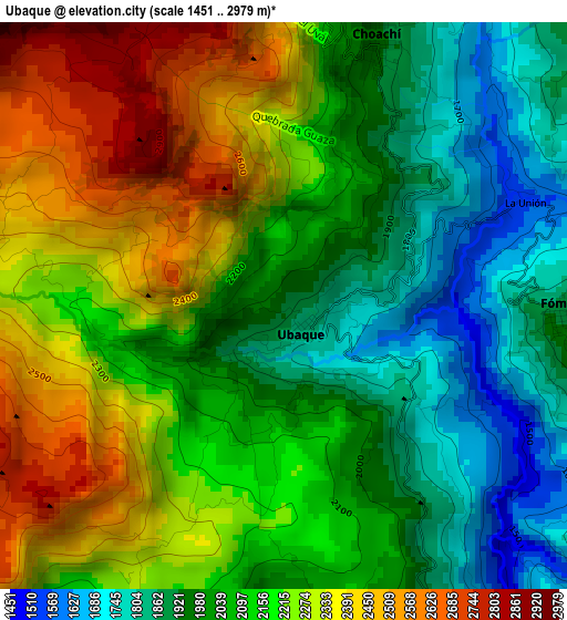 Ubaque elevation map
