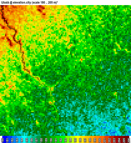 Ubalá elevation map