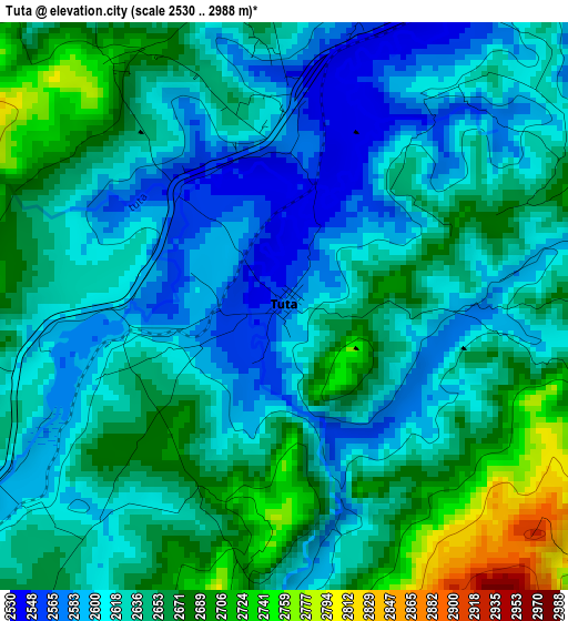 Tuta elevation map