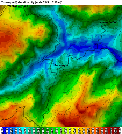 Turmequé elevation map