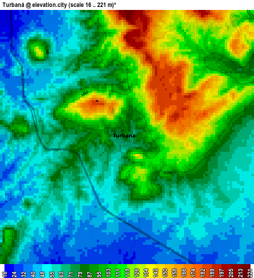 Turbaná elevation map